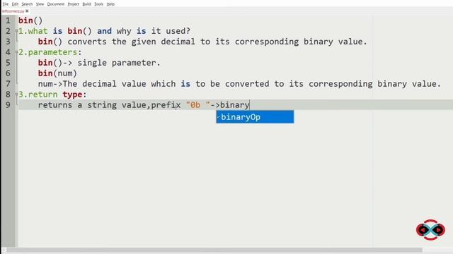 Bin function in python смотреть онлайн