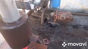 #Печь на отработке для небольшой теплицы $