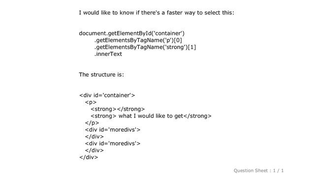 HTML : faster way to select an element, using javascript смотреть онлайн