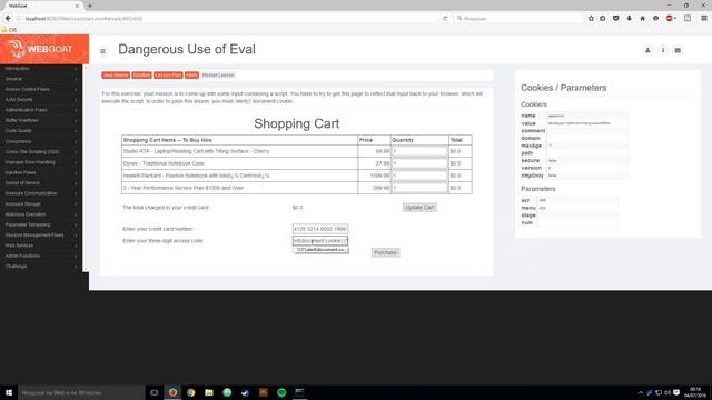 WebGoat - AJAX Security - Dangerous Eval смотреть онлайн