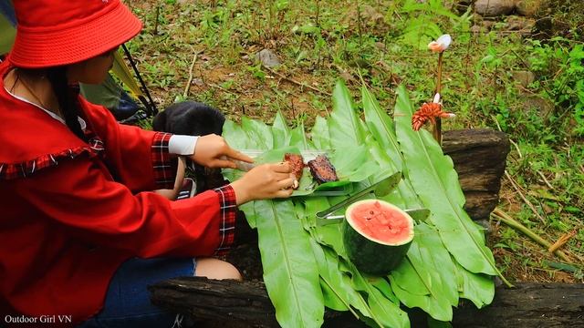 SOLO BUSHCRAFT CAMP: Roasting meat on rocks, Picking bamboo shoots, Cooking outdoors | ASMR смотреть онлайн