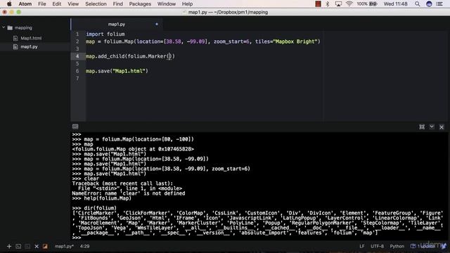Python 17.4 Application to create webmaps with python and folium - Adding Points смотреть онлайн