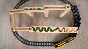 Гонка шариков Марблс по деревянному треку / Marble Run ASMR