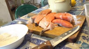 Засолка стейков из семги.