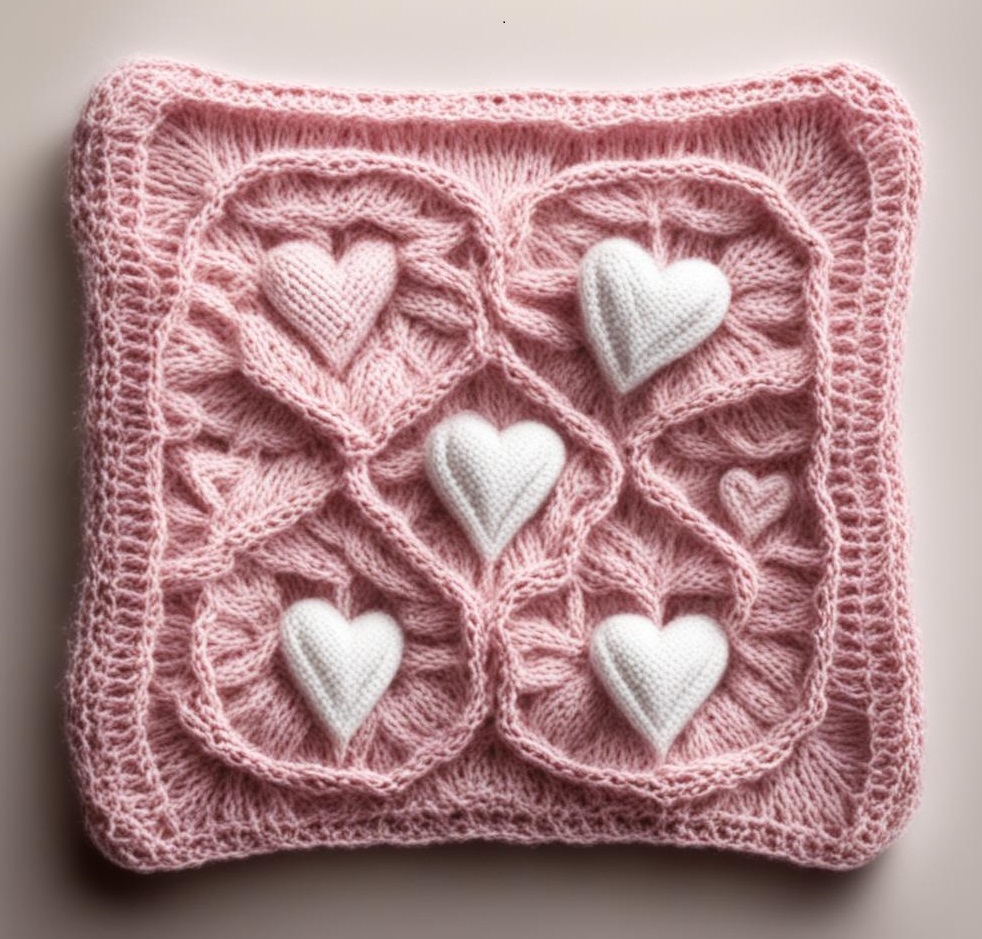 ВЯЗАНИЕ, КВАДРАТНЫЕ МОТИВЫ С СЕРДЦАМИ ОТ НЕЙРОСЕТИ. ПОДБОРКА №1. смотреть онлайн