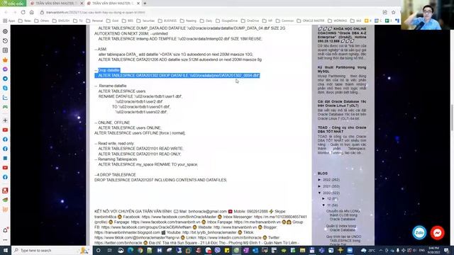 07.Các thủ tục quản lý Tablespace trong Oracle Database | Trần Văn Bình Master смотреть онлайн