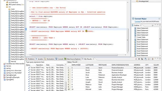 SQL INTERVIEW QUESTION SECOND MAX SALARY смотреть онлайн