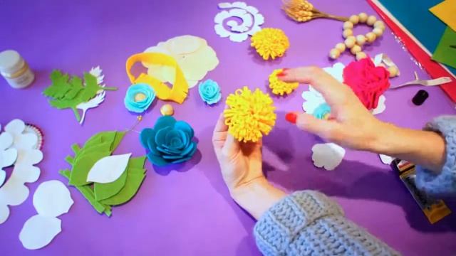 Садовые цветы из фетра для букета-панно в фоторамке - МК смотреть онлайн