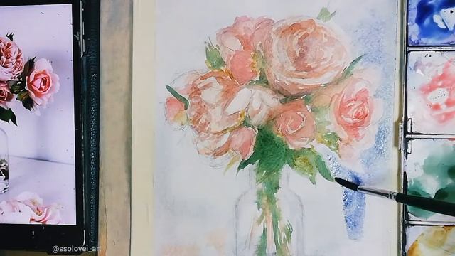 Урок. Акварель. Цветы в вазе. смотреть онлайн