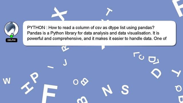 PYTHON : How to read a column of csv as dtype list using pandas? смотреть онлайн