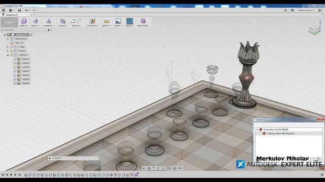 AUTODESK Fusion 360 шахматная доска часть 2 смотреть онлайн