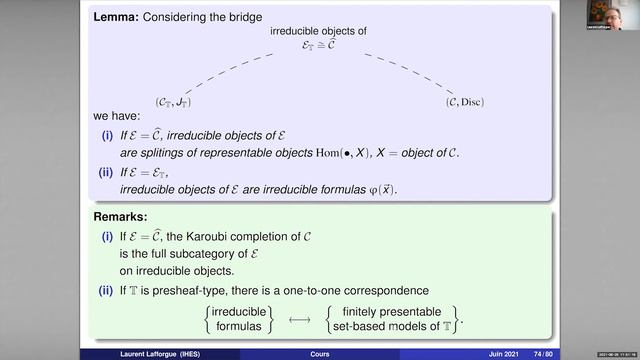 Laurent Lafforgue - 4/4 Classifying toposes of geometric theories смотреть онлайн