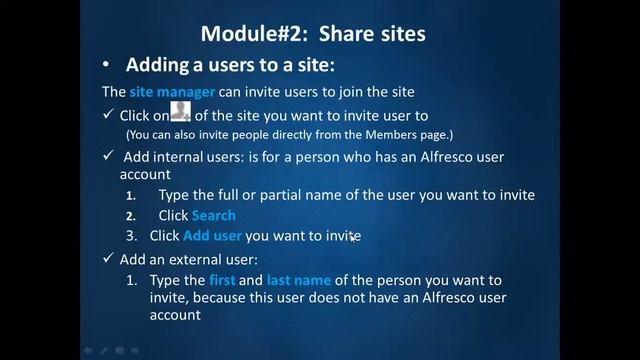 Alfresco End Users: Alfresco Roles and Permissions/Adding a Users смотреть онлайн