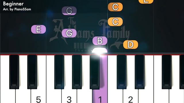[Beginner] Theme Song - The Addams Family | Piano Tutorial with Finger Numbers смотреть онлайн
