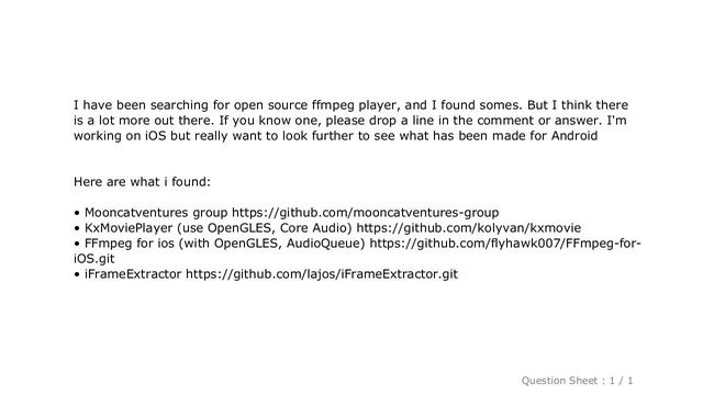 iOS : What are open source ffmpeg players for iOS/Android? смотреть онлайн