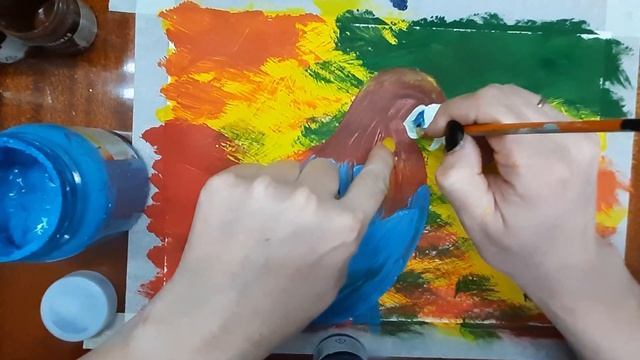 Как легко нарисовать попугая гуашью. Рисуем попугая поэтапно. Рисуем яркую картину. смотреть онлайн