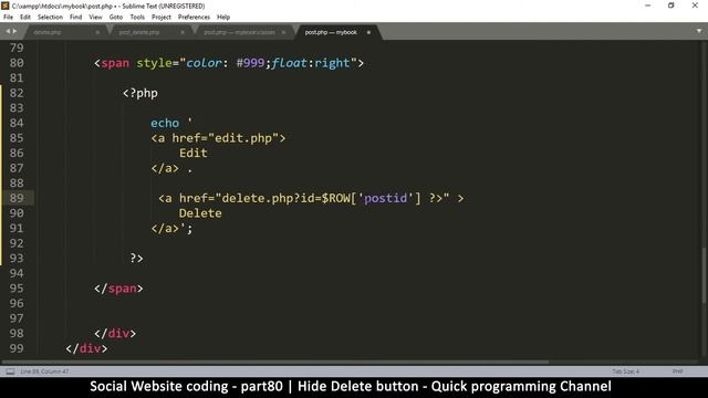 Social Website from scratch - Part 80 - Hide delete button | OOP PHP with MYSQL Database смотреть онлайн