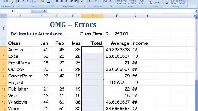 Excel 2007 Errors смотреть онлайн