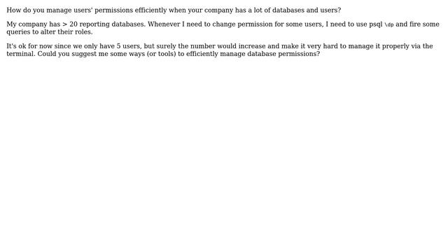 Databases: Manage Postgres user permissions with many databases and users смотреть онлайн
