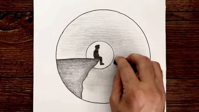 Uçurum Kenarında İnsan Çizimi - Yeni Başlayanlar İçin Karakalem Çizimler - Çizim Mektebi Kolay Çizi