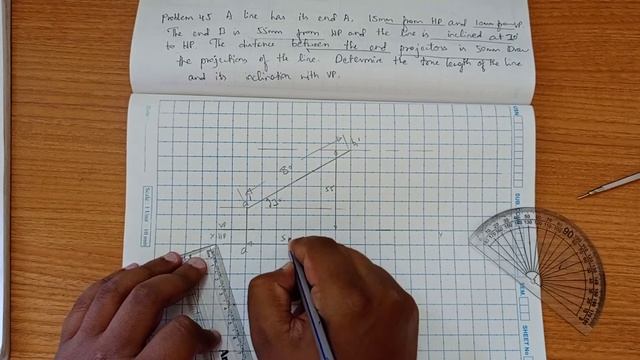 Problem no.45 in Projection of lines in sketch смотреть онлайн