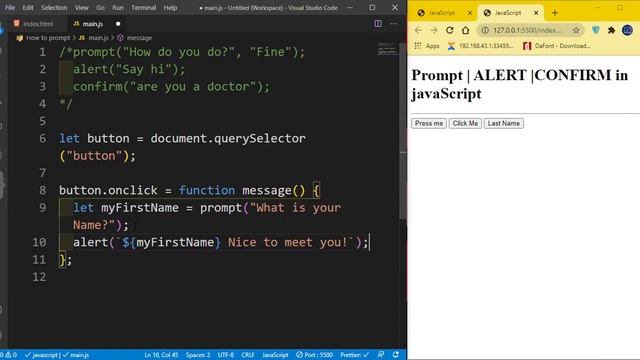 How to use prompt, alert and confirm method in Javascript смотреть онлайн