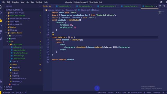 Expense Tracker App | React JS & Material UI | Part : 6 balance calculation смотреть онлайн