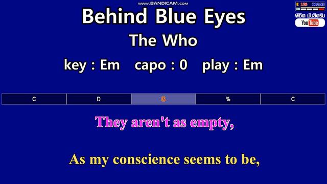 Behind Blue Eyes - The Who (Karaoke & Easy Guitar Chords) Key : Em смотреть онлайн