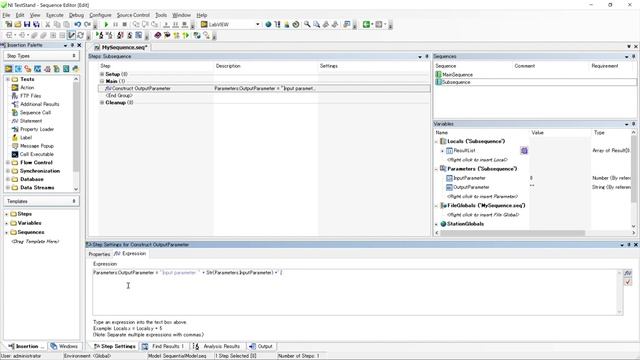 TestStand Local Variable Default Value and Passing Parameters to a Subsequence Demonstration смотреть онлайн