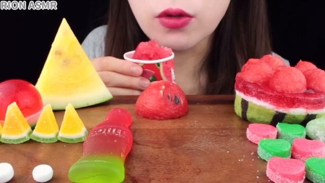 【ASMR】WATERMELON DESSERTS? WATERMELON POPSICLE,WATERMELON BOTTLE GUMMY MUKBANG 먹방 EATING SOUNDS