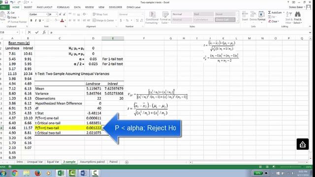 Two sample t-tests Excel смотреть онлайн