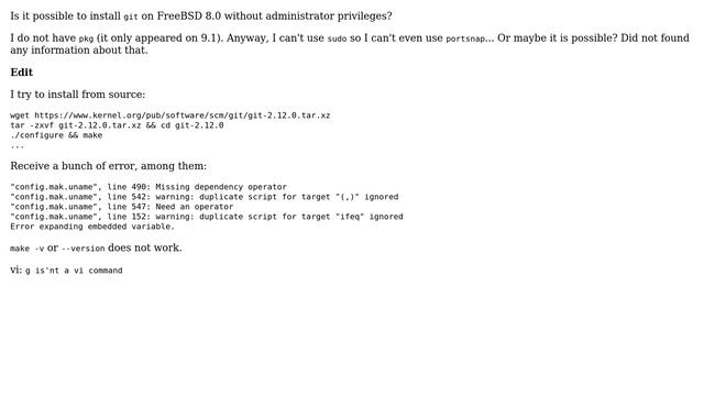 Unix & Linux: Install Git on FreeBSD without admin privileges смотреть онлайн