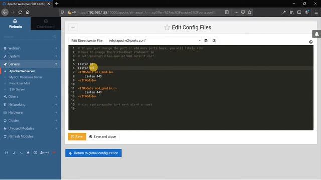 Create virtual host ( same ip with different port) in webmin смотреть онлайн