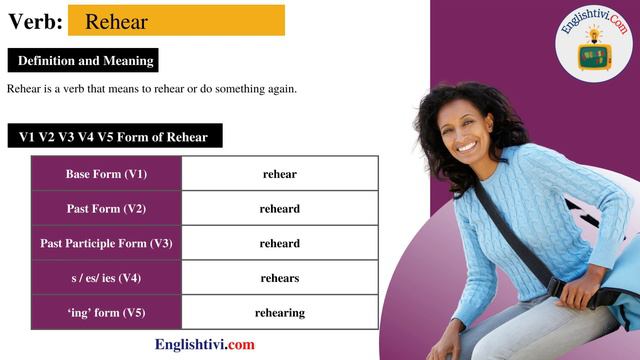 Rehear V1 V2 V3 V4 V5 Base Form, Past Simple, Past Participle Form of Rehear | Englishtivi.com смотреть онлайн