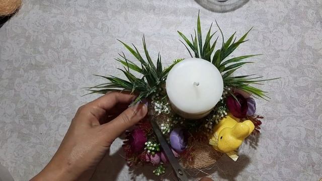 Декоративный подсвечник с зайчиком из Фикс Прайса.Easter composition. смотреть онлайн