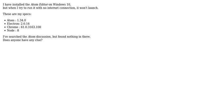 Unable to start the Atom Editor without internet connection смотреть онлайн