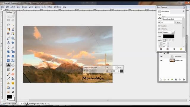 Gimp Crop, Resize, Add Text And Contrast