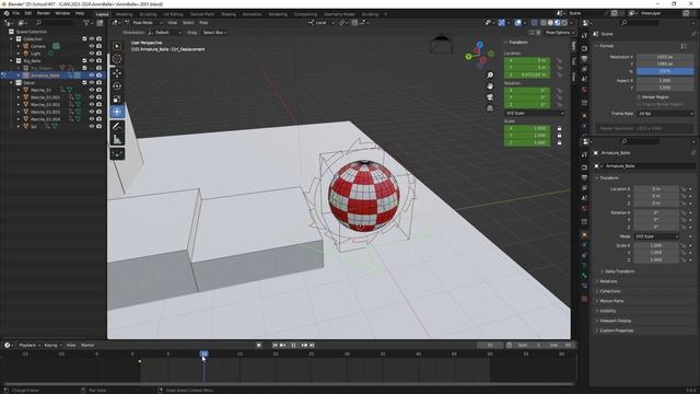 Blender 3.6.4 / Anim balle (4/7) : code couleur de canaux et placement de clé смотреть онлайн