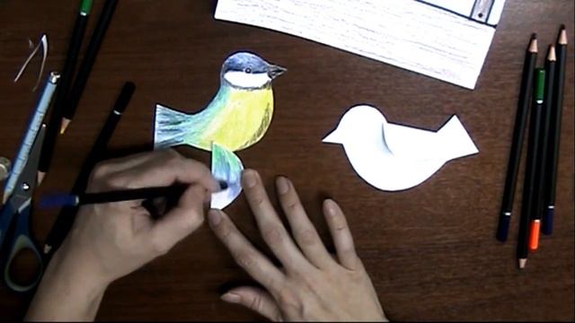 Кормушка для птиц. Рисунок для детей. Как нарисовать птицу в кормушке. смотреть онлайн