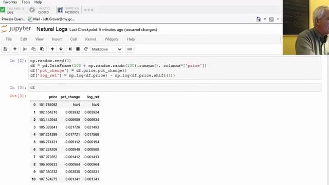 Conversion of raw data into natural log returns using ipython. смотреть онлайн