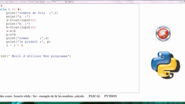 Boucle while/ for pascal python смотреть онлайн