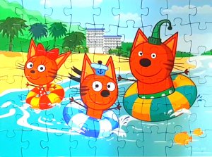 Три кота - собираем пазлы для детей Видео для детей | Мультики с игрушками Коржик Карамелька Компот