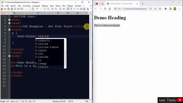 How to Set Font Style in CSS | font-style property | Amit Thinks | 2022 смотреть онлайн
