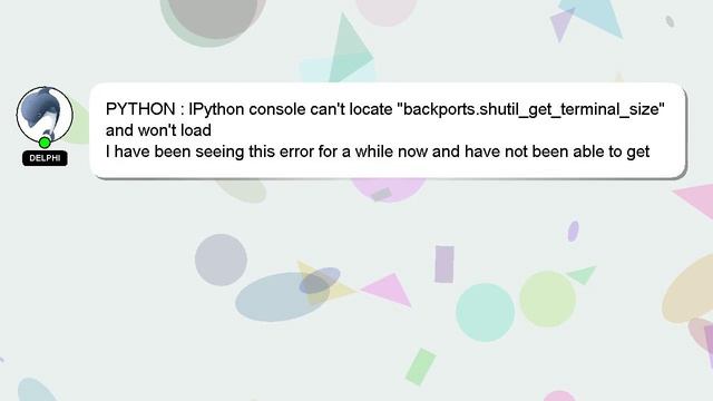 PYTHON : IPython console can't locate "backports.shutil_get_terminal_size" and won't load смотреть онлайн