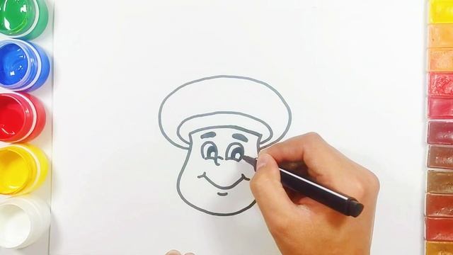 How to draw a Mushroom | Как нарисовать Гриб | Cara menggambar Jamur | Easy drawing for children. смотреть онлайн