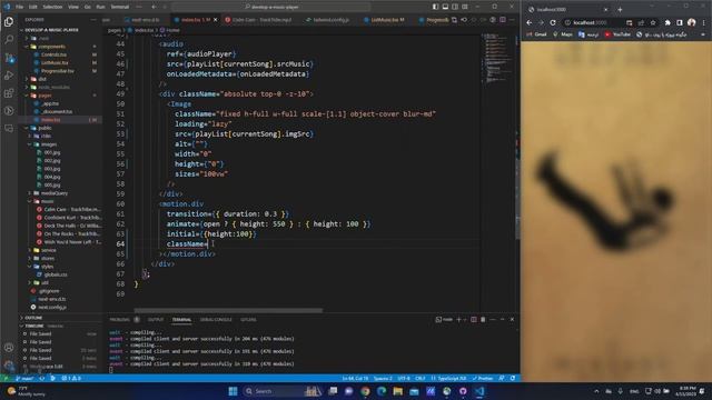 develop a music player with react , next.js , typescript , tailwind смотреть онлайн