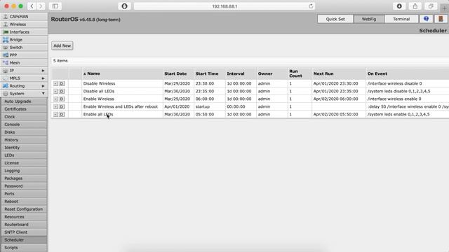 Включение Wi-Fi по расписанию на маршрутизаторах MikroTik смотреть онлайн