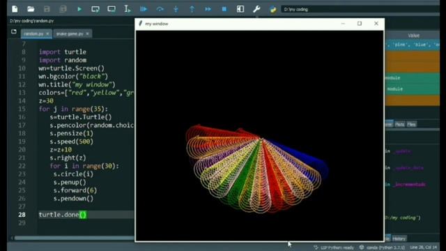 python turtle graphics|flower making using turtle function|how to choose random colors смотреть онлайн