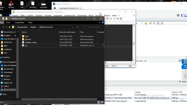 ERROR CODE :1290, The MySQL server is running with the --secure-file-priv ...[SOLUÇÃO com workbench смотреть онлайн
