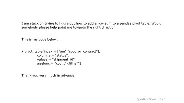 Pandas : row sum on a pandas pivot table смотреть онлайн
